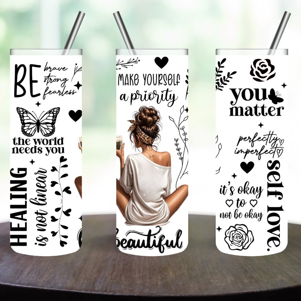 Stainless Steel Make Yourself A Priority 20oz Skinny Tumbler